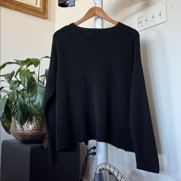 525 America Black Knit Crewneck Sweater Sz M Cotton - Picture 9 of 11